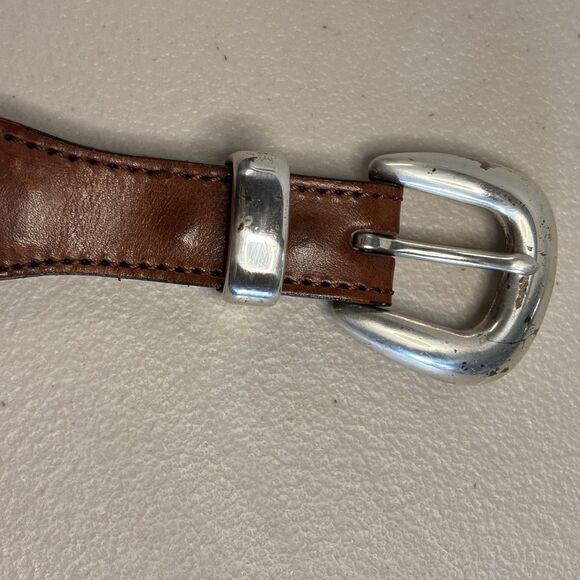 Brighton Santos  Multi Color Canvas Brown Laced Leather Belt  Silver Buckle  32 - Picture 7 of 14